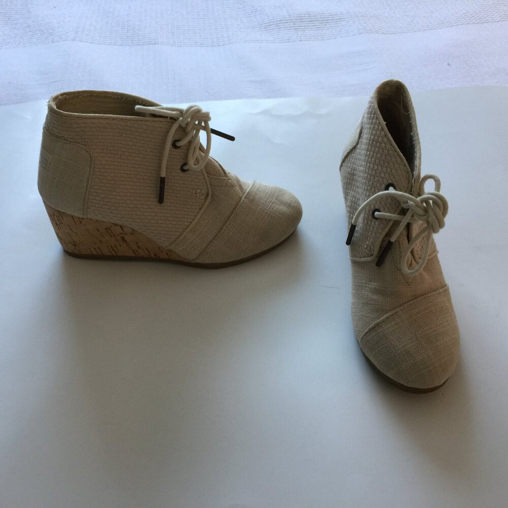 TOMS WOVEN CANVAS WEDGE SHOE BOOTIE